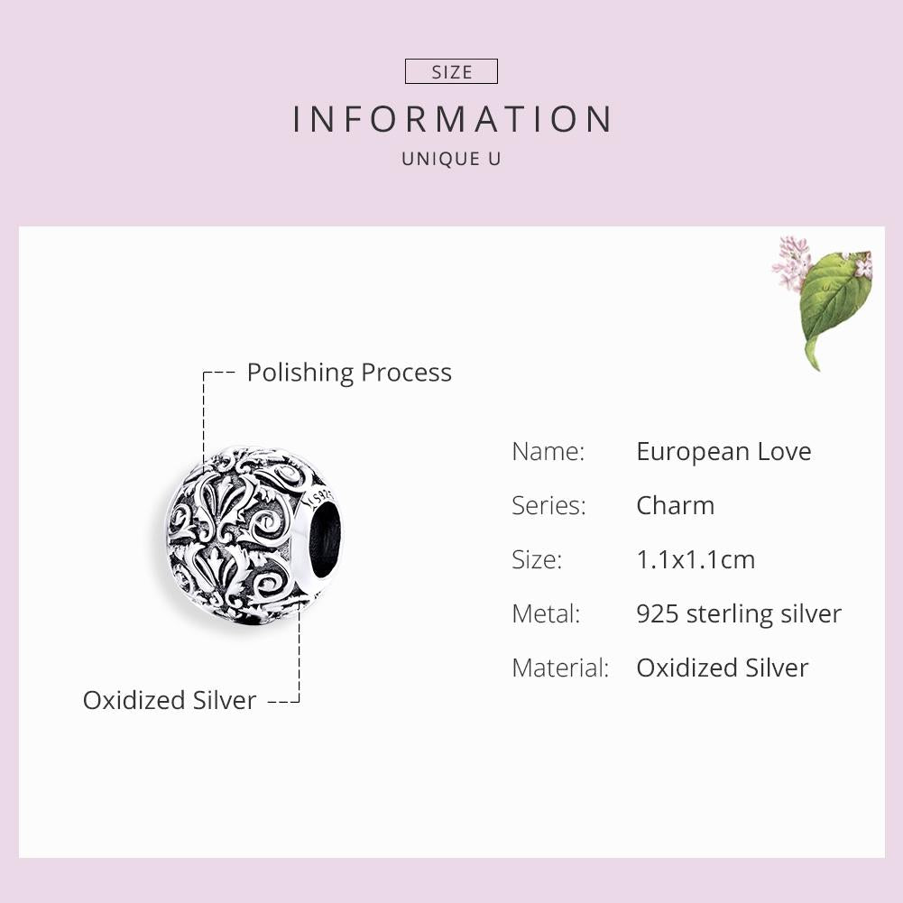 925 Sterling Silver Retro Flower Texture Beads For Diy Bracelets & Necklaces 5