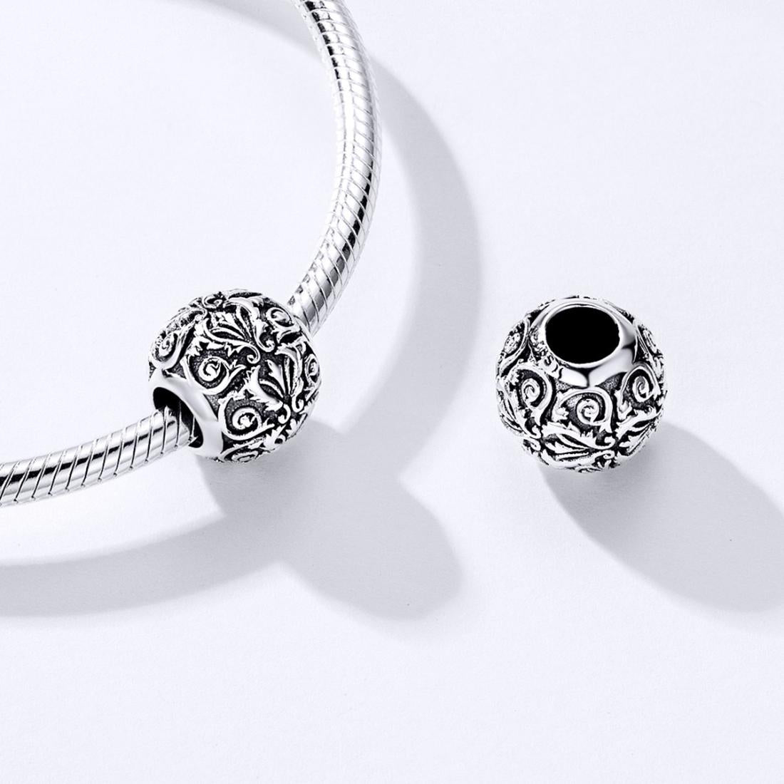 925 Sterling Silver Retro Flower Texture Beads For Diy Bracelets & Necklaces 7