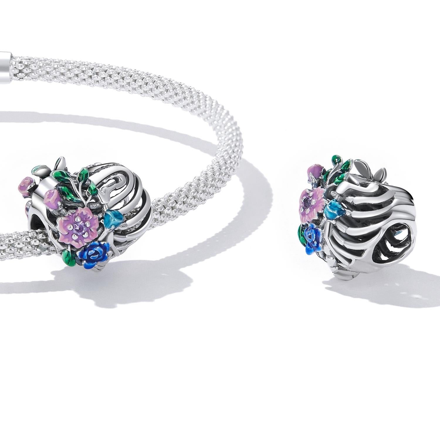 925 Sterling Silver Flower Bead Bracelet & Necklace Set 6