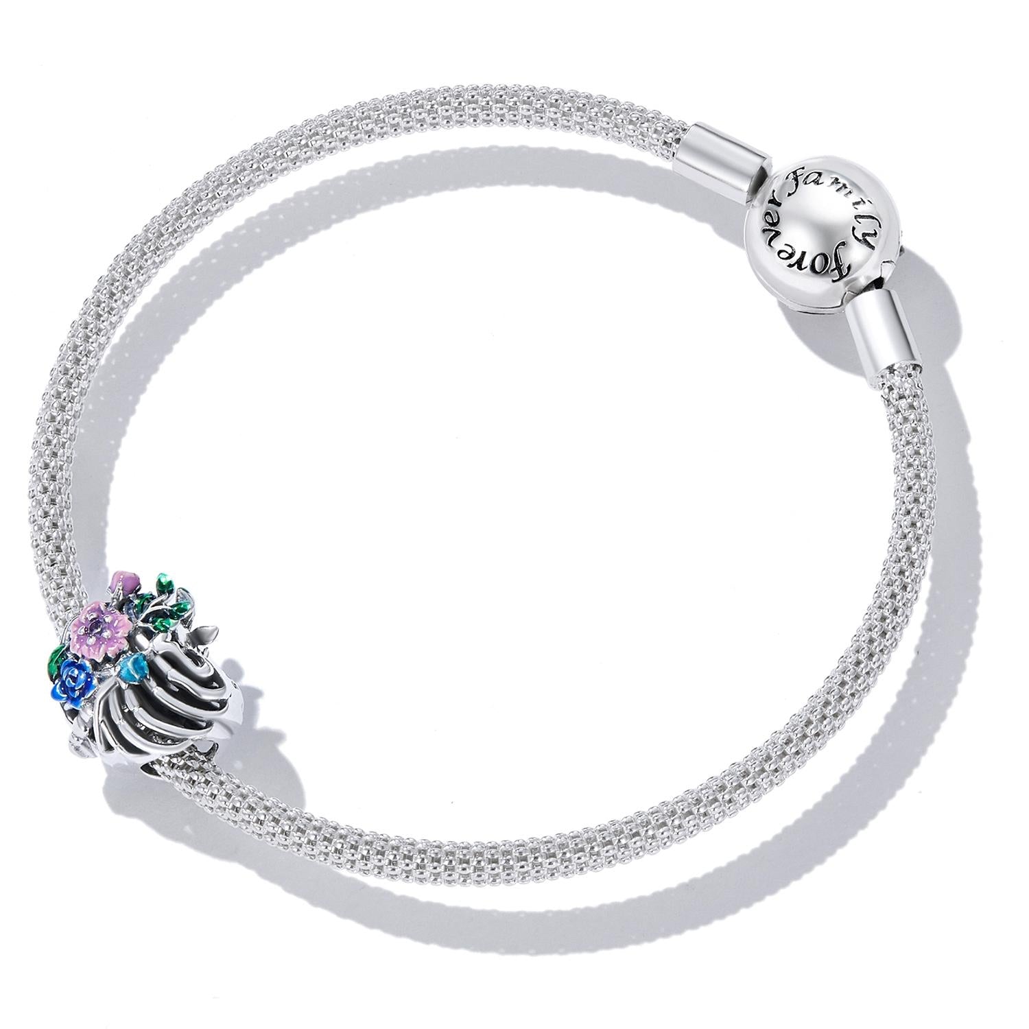 925 Sterling Silver Flower Bead Bracelet & Necklace Set 7