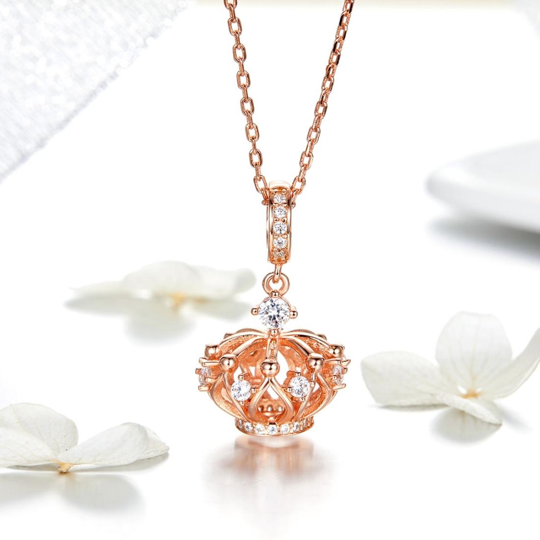 925 Sterling Silver Rose Gold Crown Pendant For Diy Necklace 3