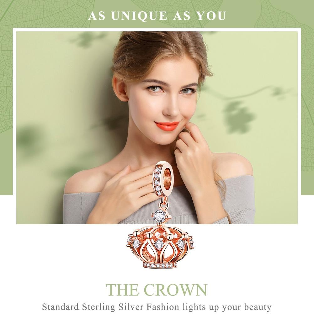 925 Sterling Silver Rose Gold Crown Pendant For Diy Necklace 4
