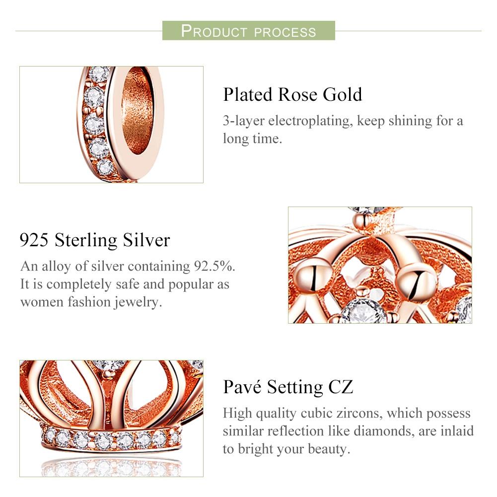 925 Sterling Silver Rose Gold Crown Pendant For Diy Necklace 5