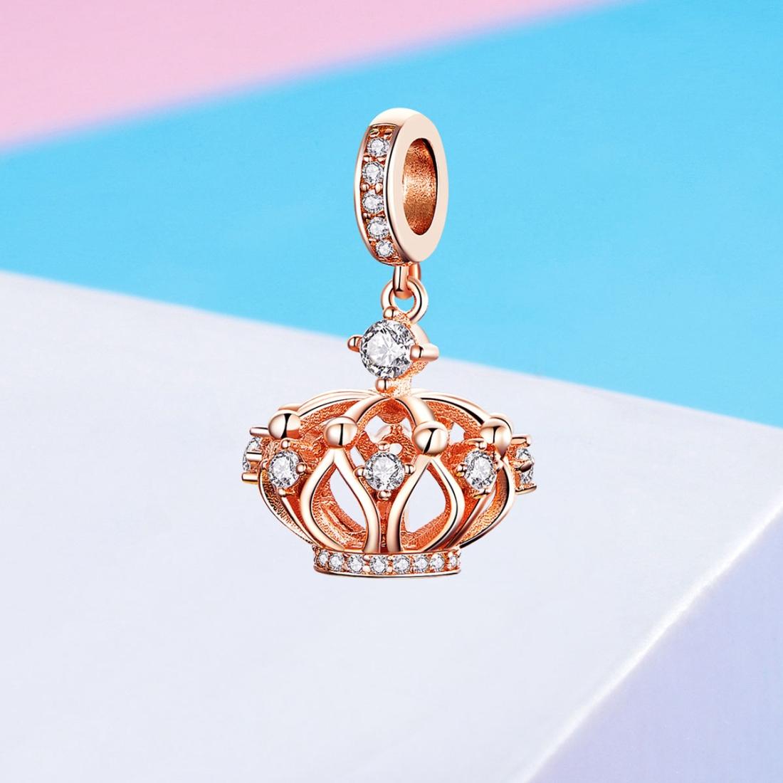 925 Sterling Silver Rose Gold Crown Pendant For Diy Necklace 6