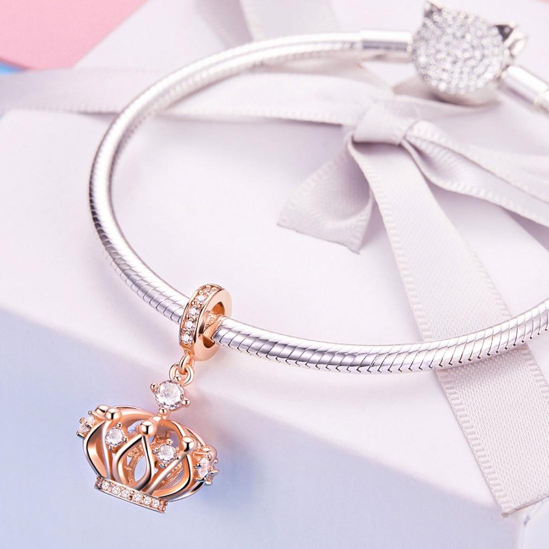 925 Sterling Silver Rose Gold Crown Pendant For Diy Necklace 8