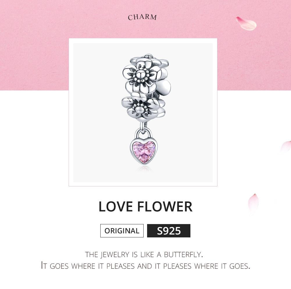 925 Sterling Silver Flower Bead Bracelet Charms 4