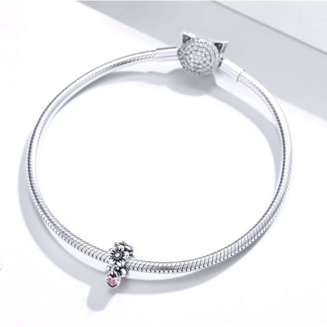 925 Sterling Silver Flower Bead Bracelet Charms 8