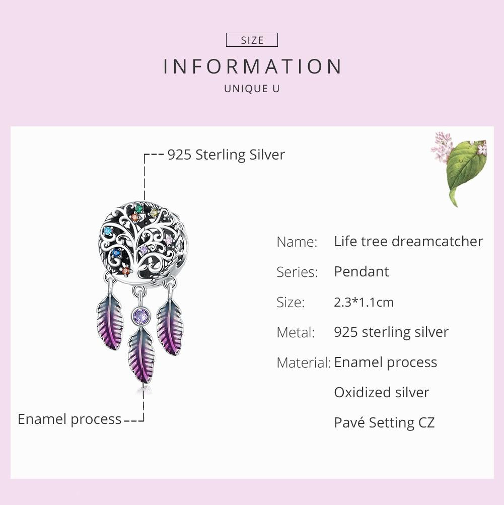 925 Sterling Silver Tree Of Life Dream Catcher Bracelet / Necklace Set 4