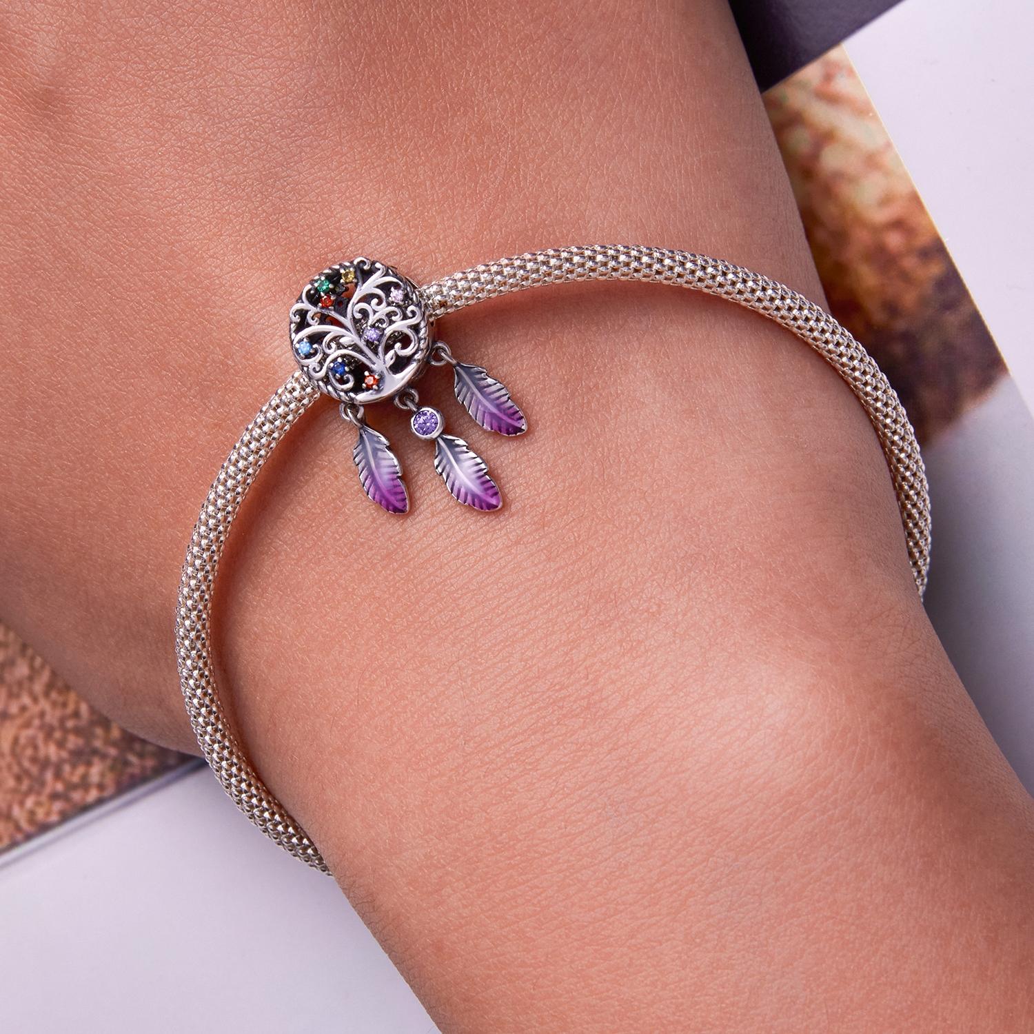 925 Sterling Silver Tree Of Life Dream Catcher Bracelet / Necklace Set 8