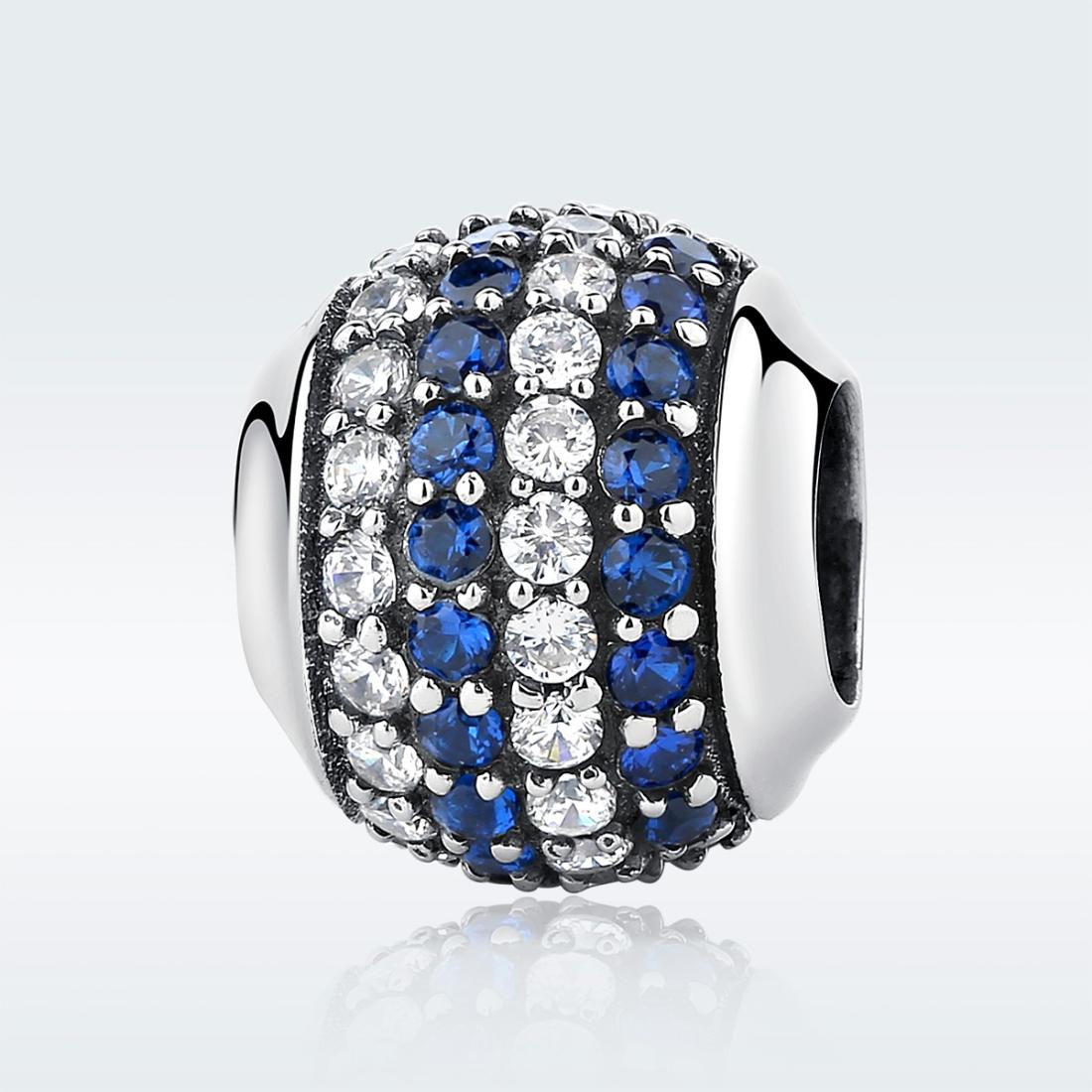 925 Sterling Silver Blue Diamond Beaded Bracelet & Necklace Set 3
