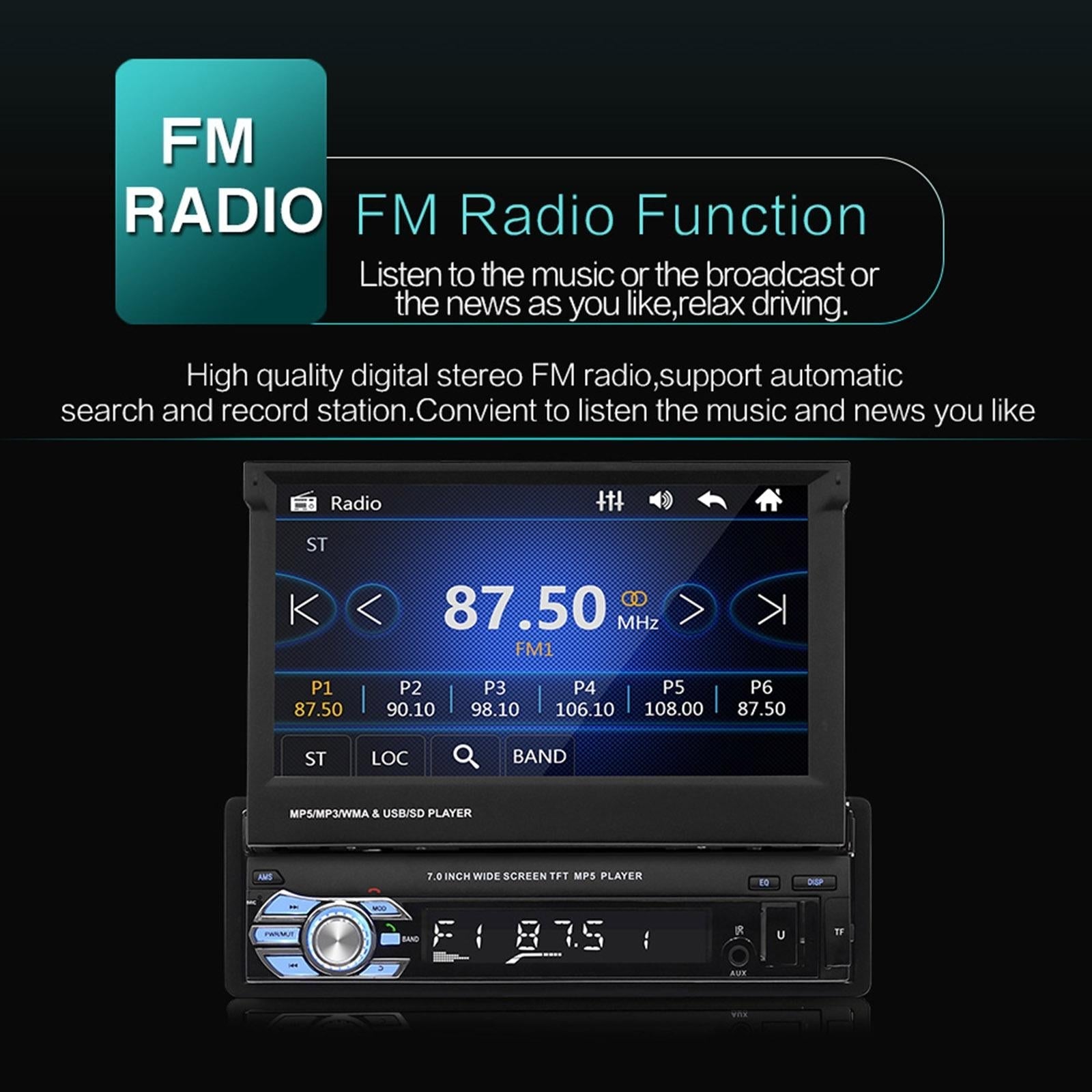 7 Inch Car Mp5 Player - Bluetooth Hands-Free Reverse 12