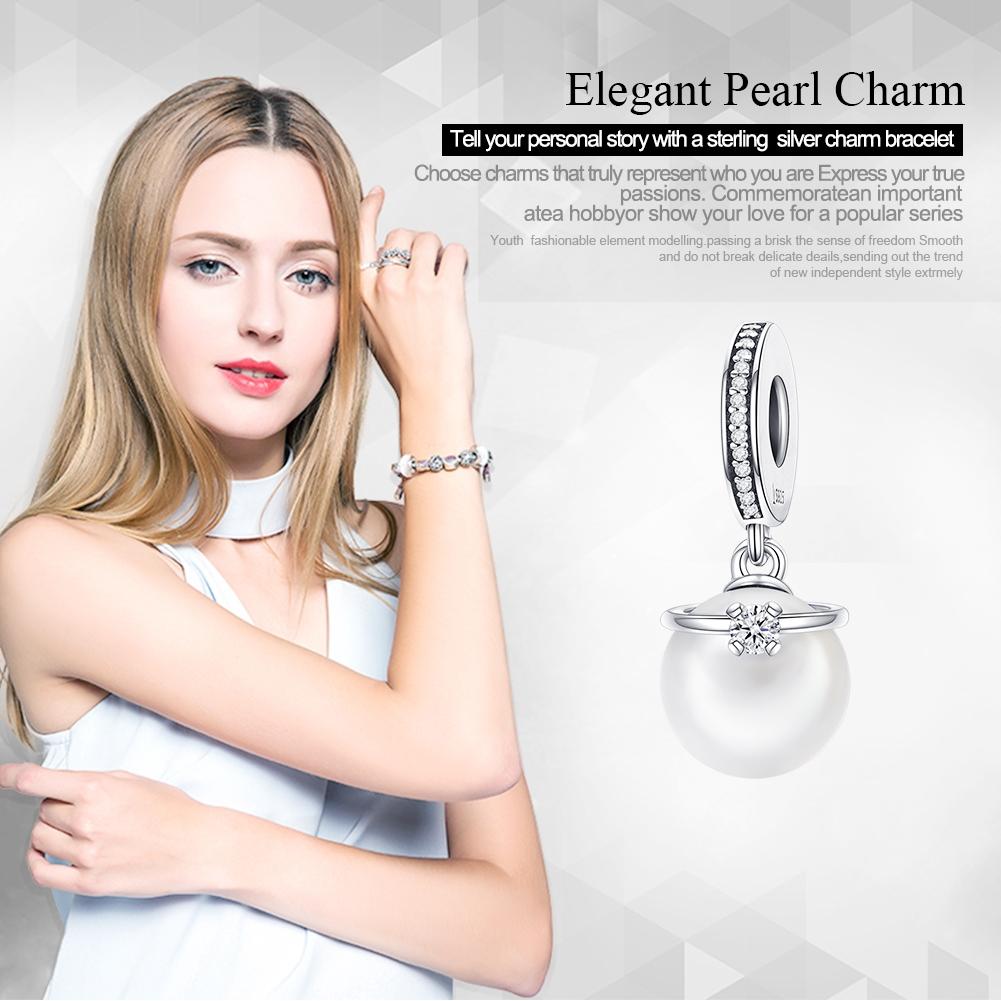 925 Sterling Silver Chic Pearl Charm For Diy Bracelets 4