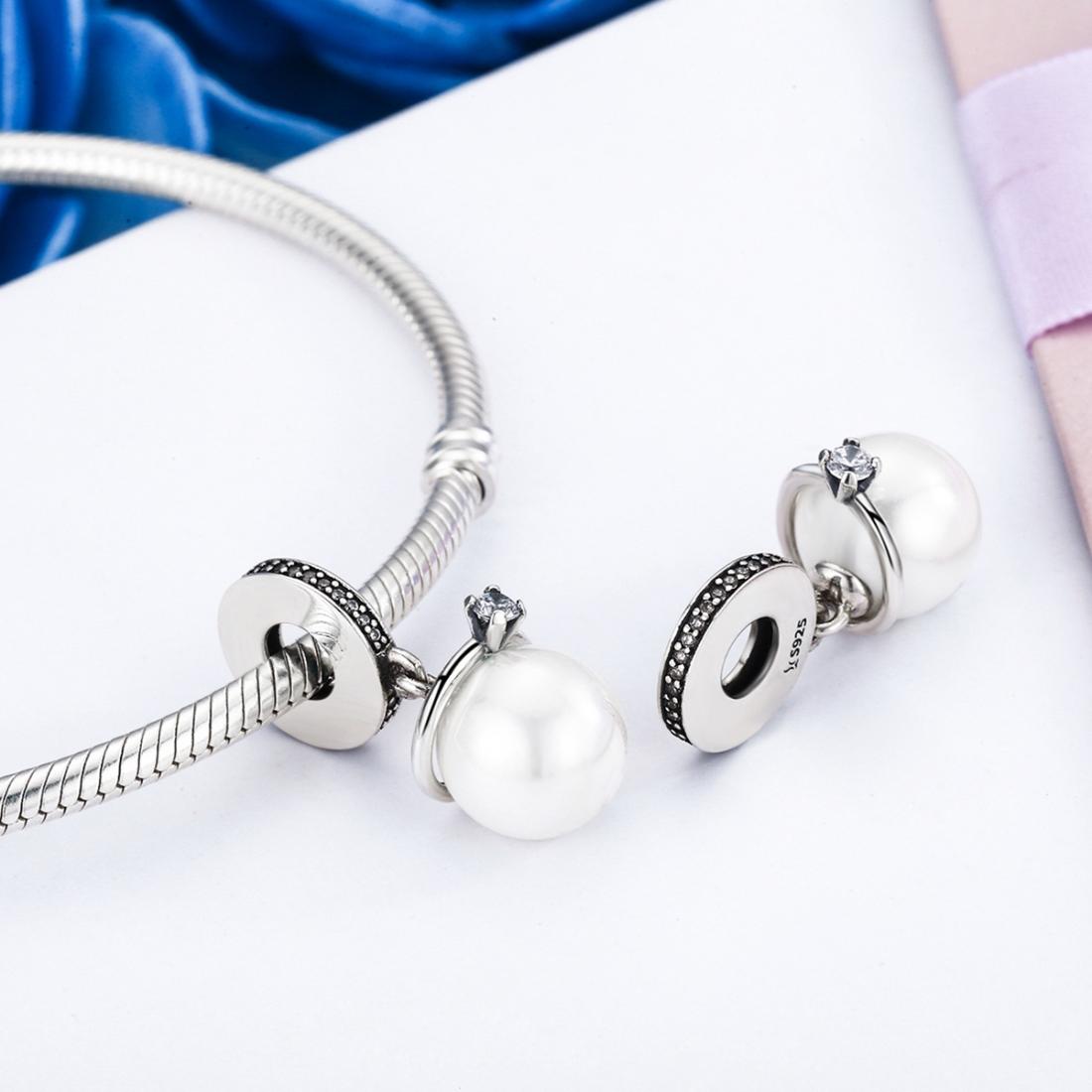 925 Sterling Silver Chic Pearl Charm For Diy Bracelets 6