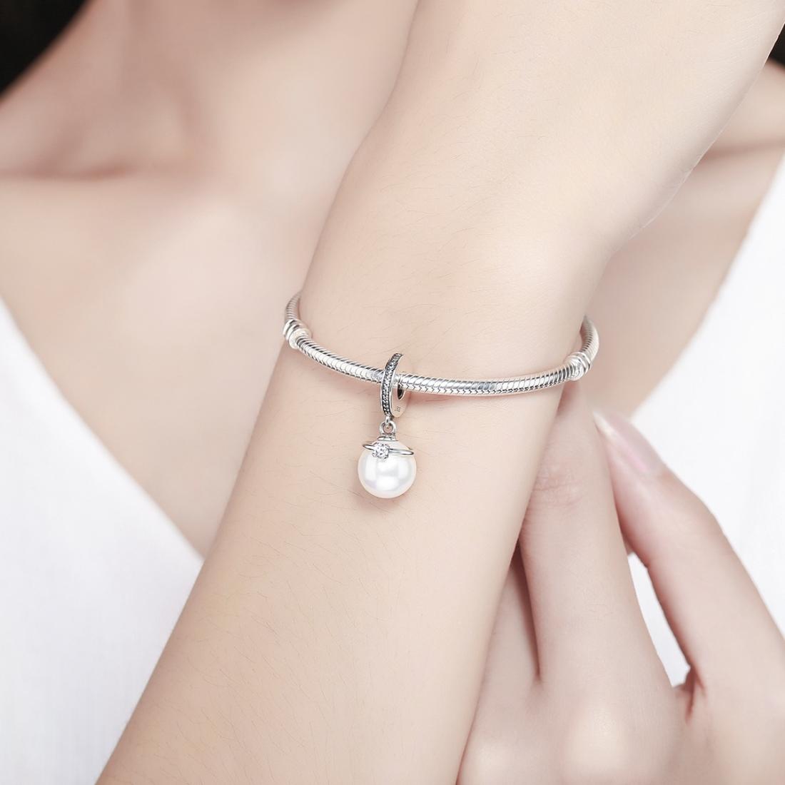 925 Sterling Silver Chic Pearl Charm For Diy Bracelets 7
