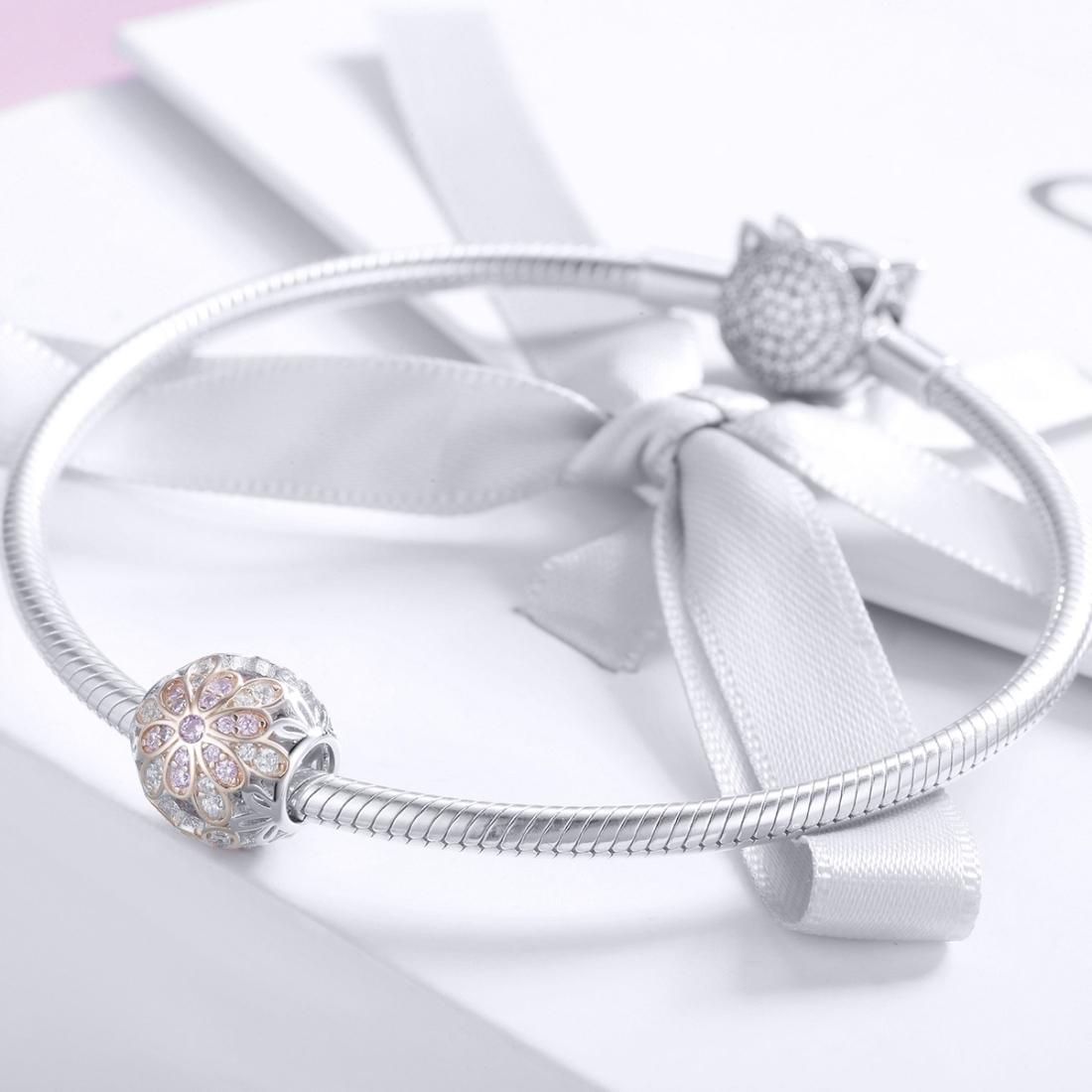 925 Sterling Silver Flower Stamen Diamond Beads For Diy Bracelets 7