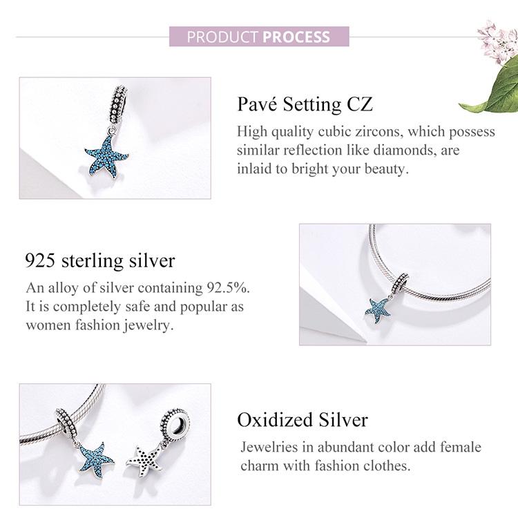 925 Sterling Silver Starfish Pendant Charm For Women'S Diy Bracelets 6