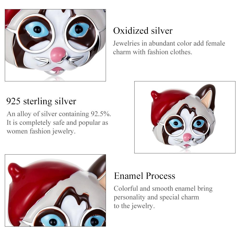 925 Sterling Silver Siamese Cat Bead For Diy Bracelet Or Necklace 5