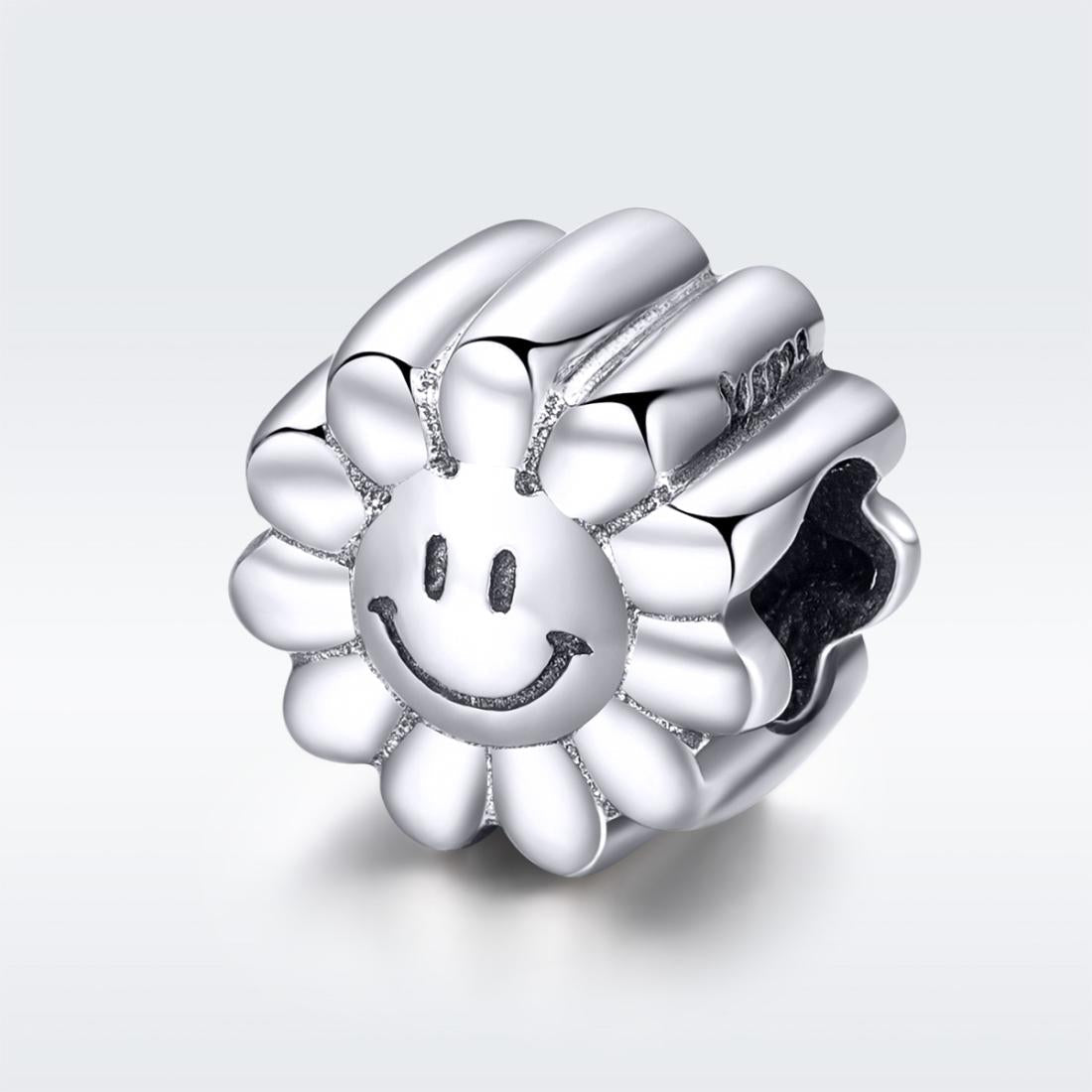 925 Sterling Silver Sunflower Smile Bead Pendant 3