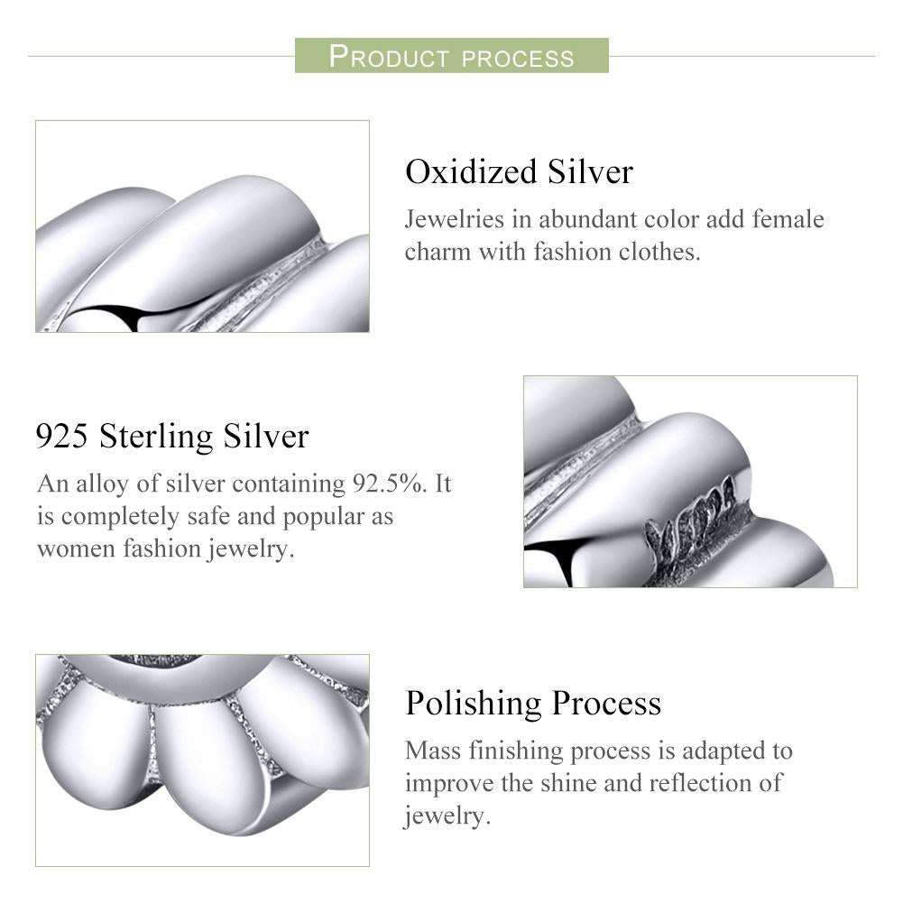 925 Sterling Silver Sunflower Smile Bead Pendant 5