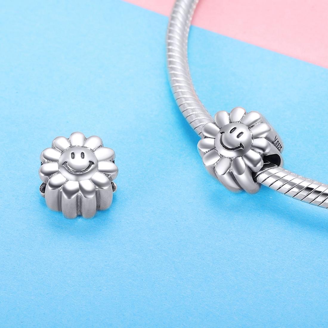 925 Sterling Silver Sunflower Smile Bead Pendant 6
