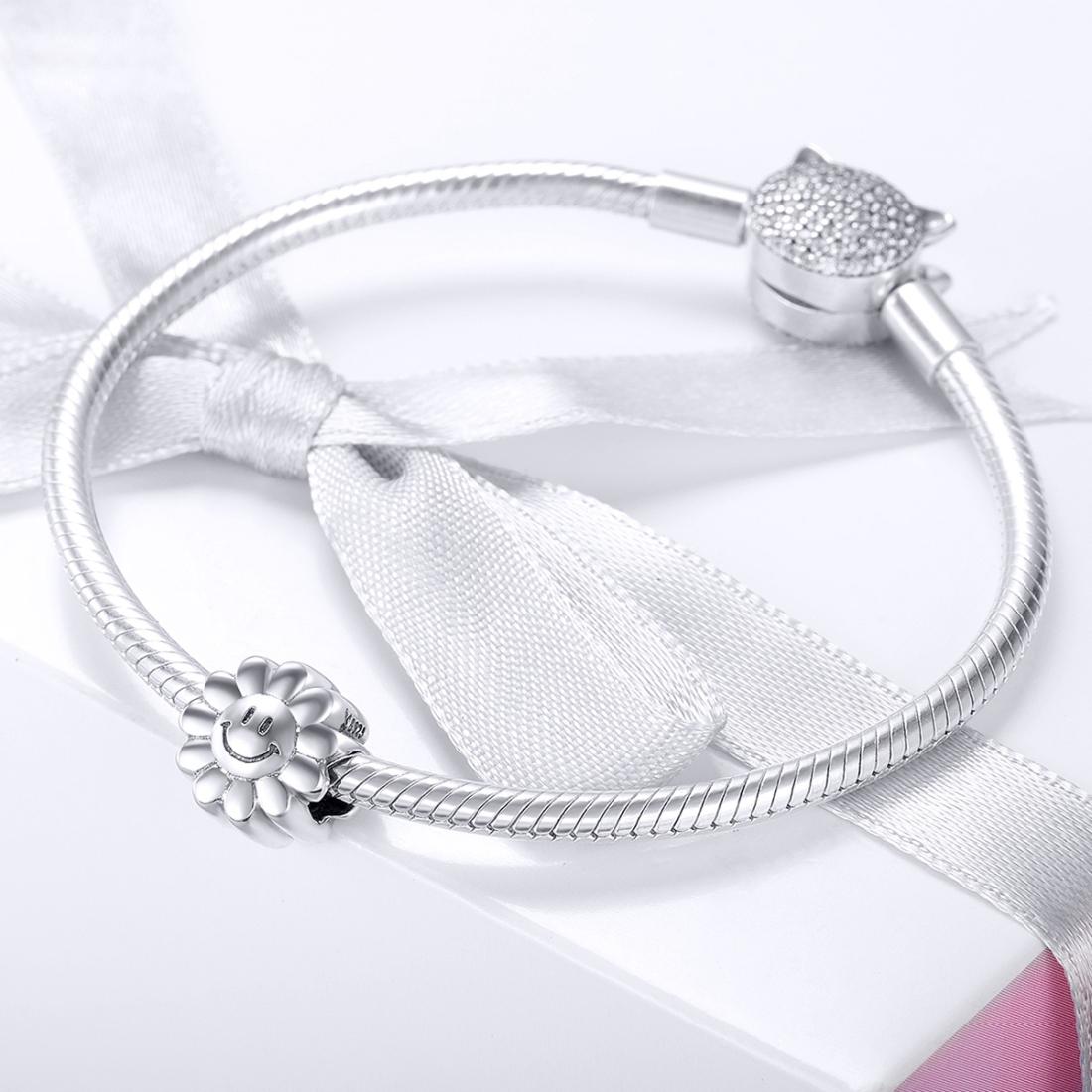 925 Sterling Silver Sunflower Smile Bead Pendant 7