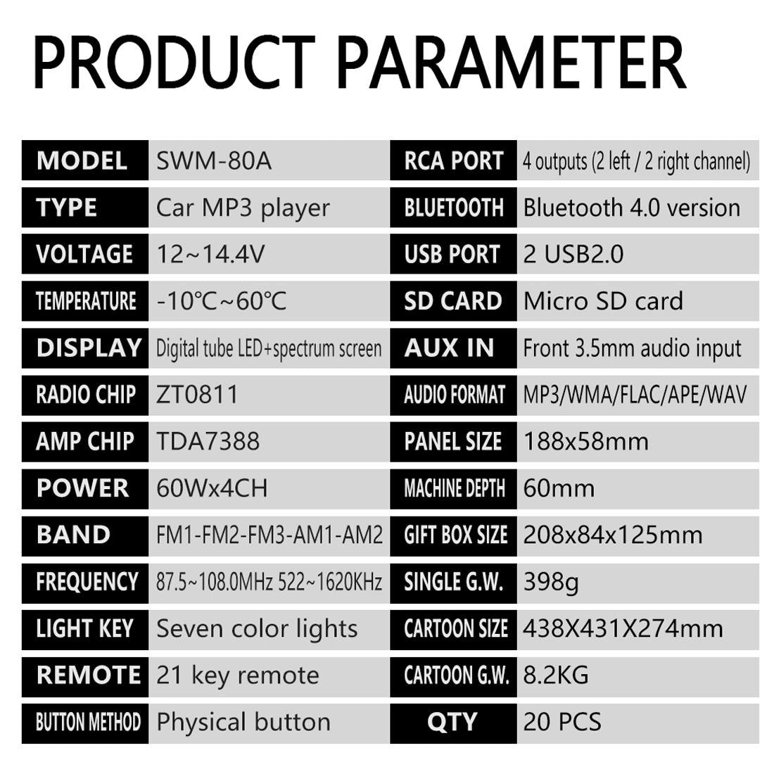 12V Car Mp3 With Fm / Am Bluetooth & Voice Assistant 5