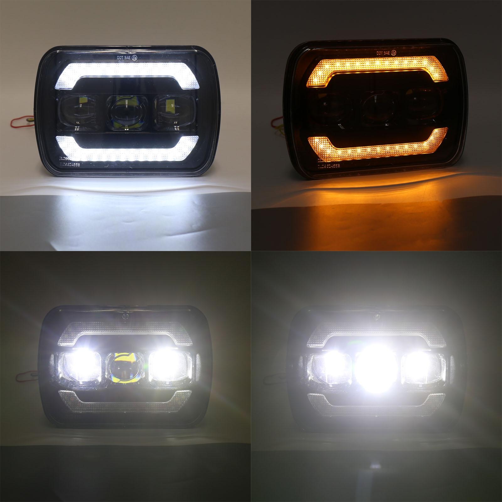 1 Pair 7 Inch Car Square Headlight Work Light 6