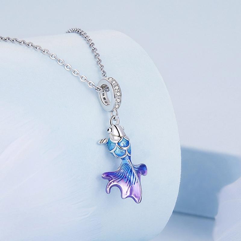 925 Sterling Silver Blue Fish Diy Pendant Beaded Accessory 5