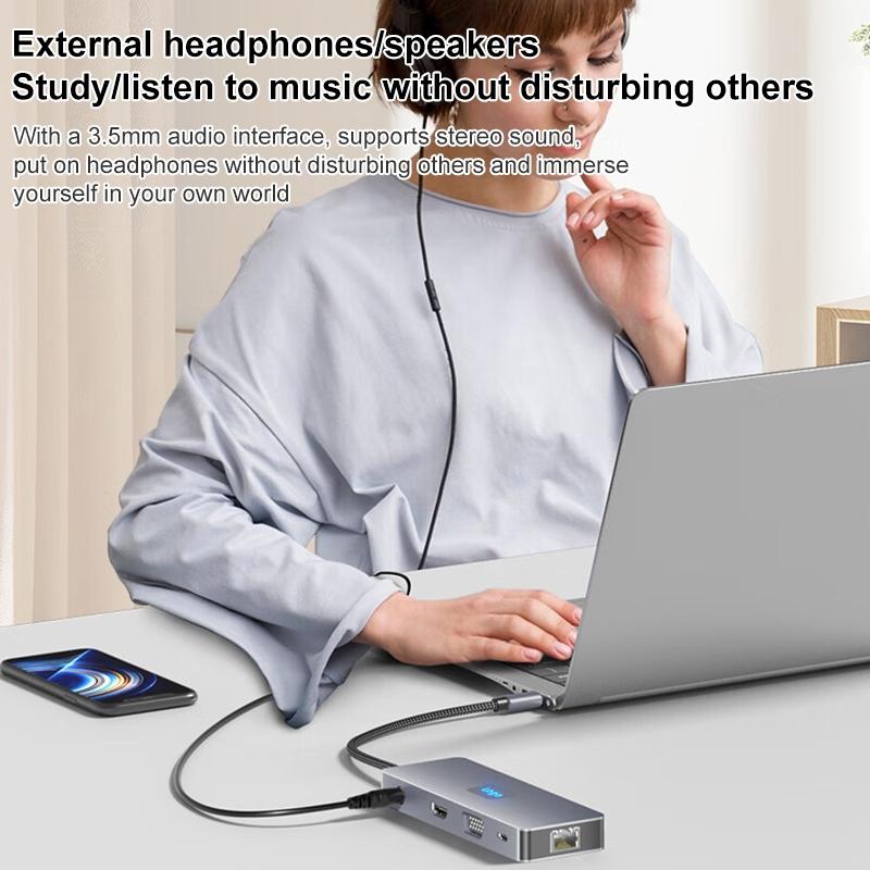 11-In-1 Type-C Docking Station With Usb Pd Sd / Tf Rj45 Vga Hdtv 3.5Mm 5