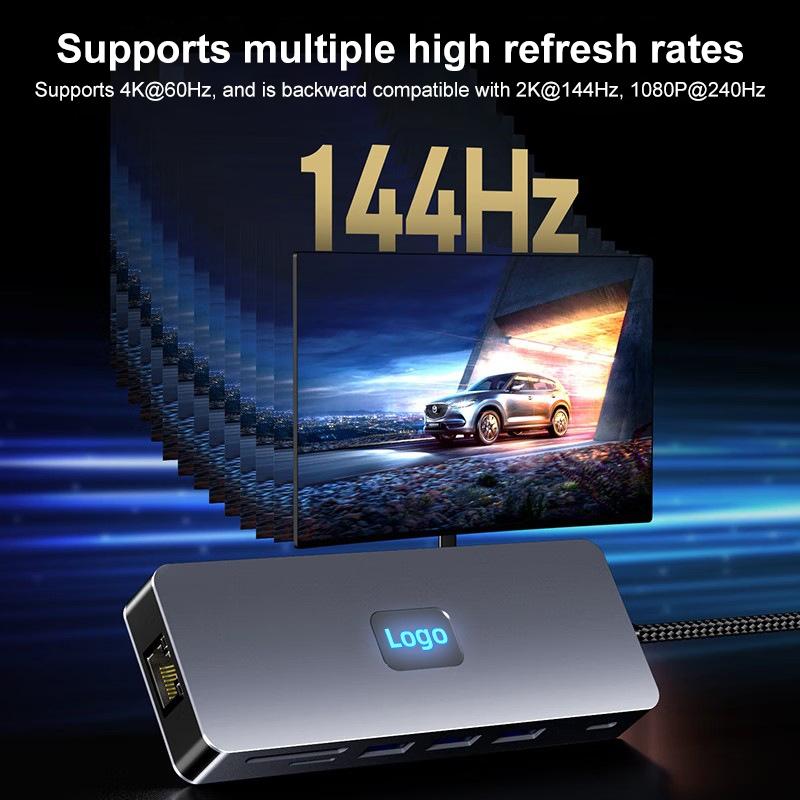 11-In-1 Type-C Docking Station With Usb Pd Sd / Tf Rj45 Vga Hdtv 3.5Mm 9