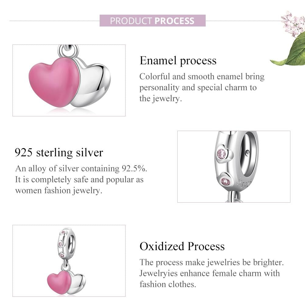 925 Sterling Silver Double Love Pendant For Bracelet Or Necklace 5