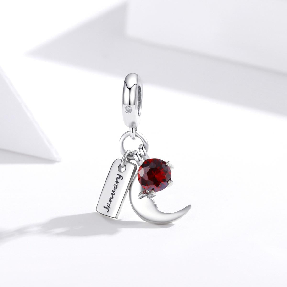 925 Sterling Silver January Birthstone Moon Pendant For Diy Bracelets & Necklaces 3