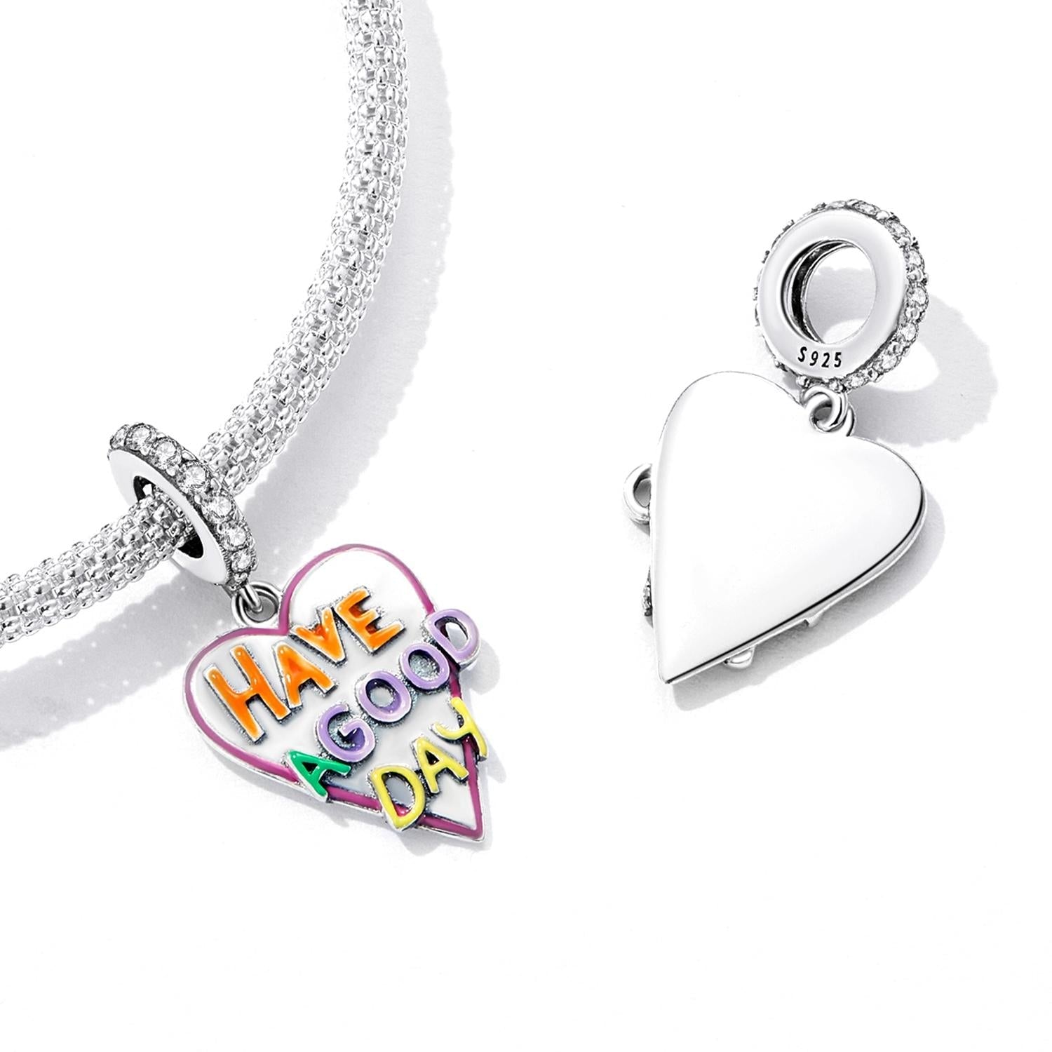 925 Sterling Silver Diy Heart Pendant For Bracelet Or Necklace 6