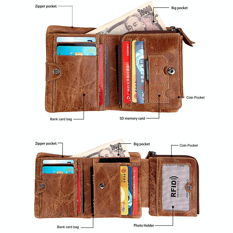 Men Taupe Leather Rfid Card Holder Wallet 6