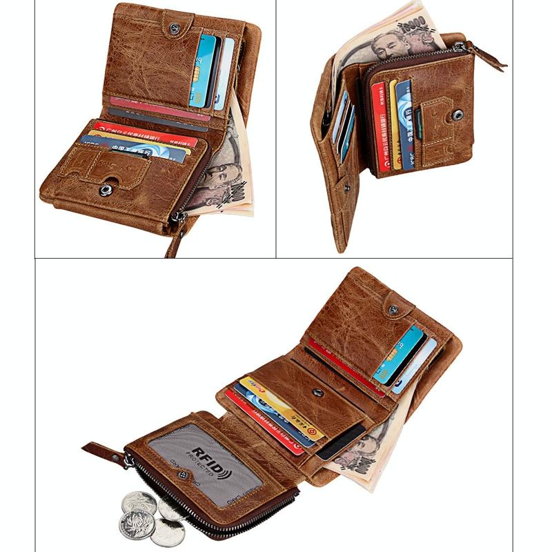 Men Taupe Leather Rfid Card Holder Wallet 7