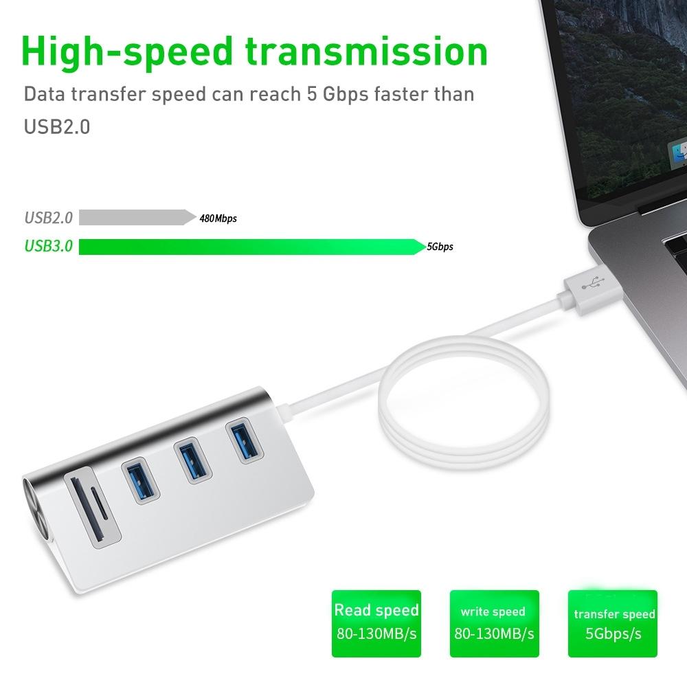 Usb3.0 Card Reader Hub Adapter With 3 Ports 4