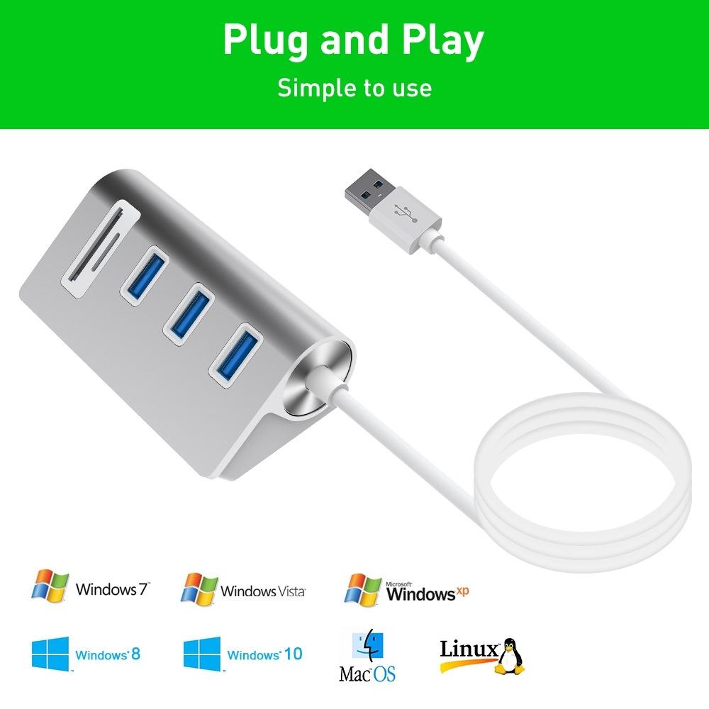 Usb3.0 Card Reader Hub Adapter With 3 Ports 5