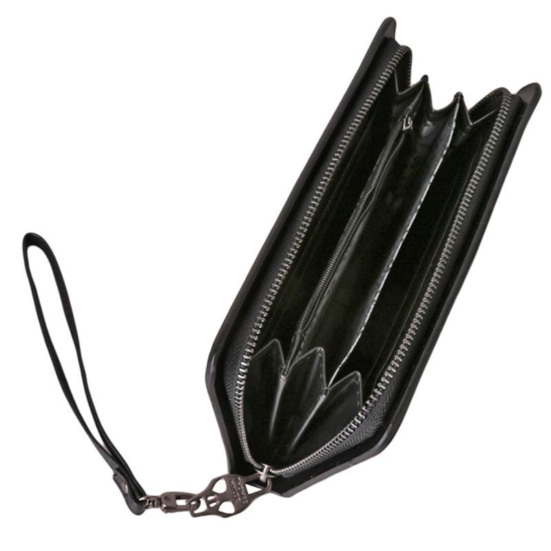 Leather Wristlet Handbag with Metal Skull Design 3