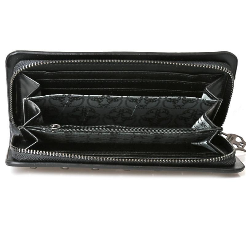 Leather Wristlet Handbag with Metal Skull Design 6
