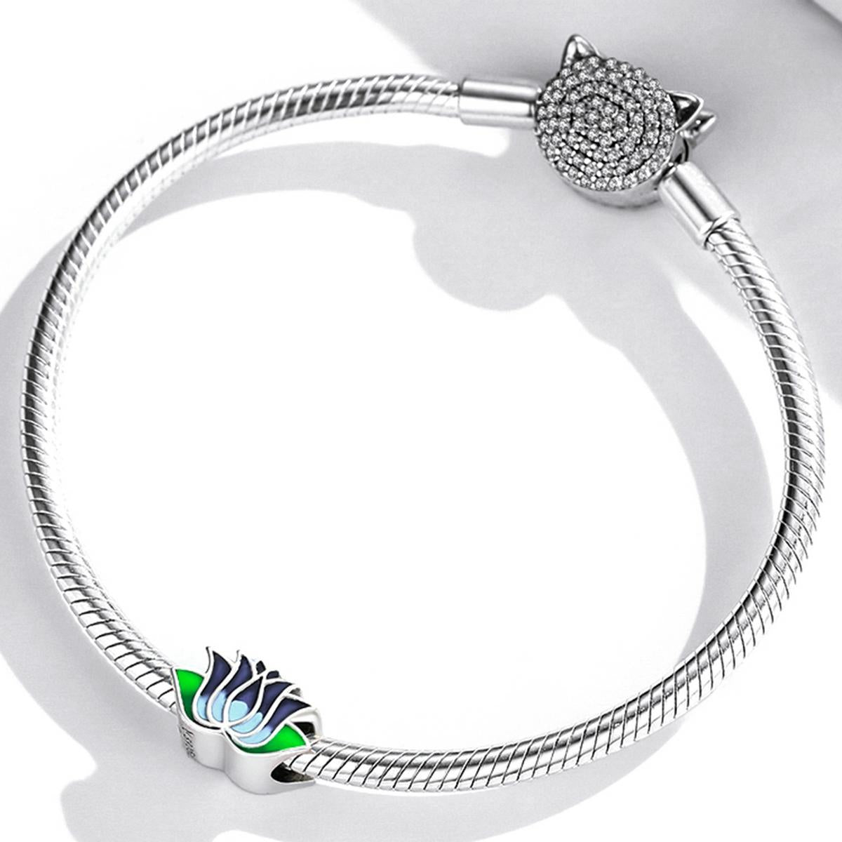 925 Sterling Silver Blue Lotus Bead Bracelet & Necklace Set 7