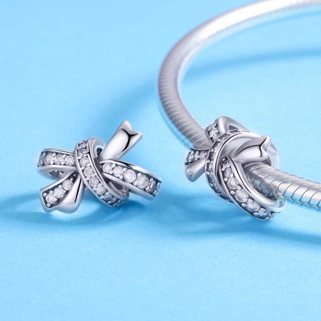 925 Sterling Silver Bow Beads For Diy Bracelets & Necklaces 7