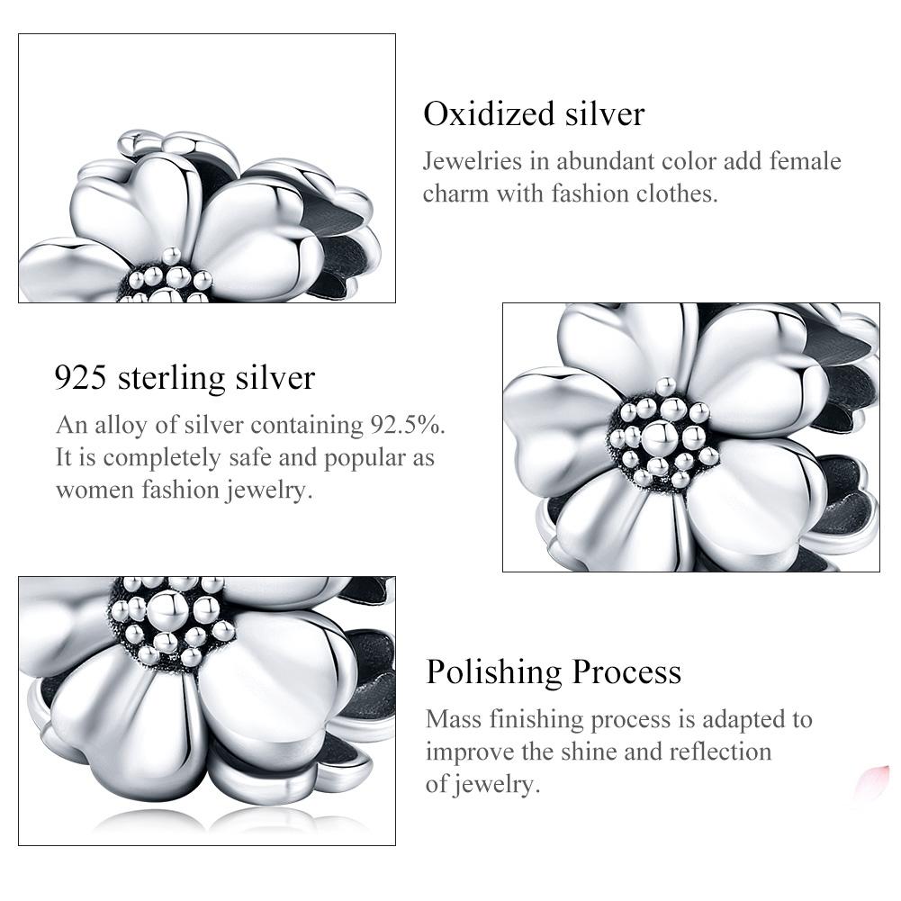 925 Sterling Silver Flower Beaded Bracelet Accessory 5