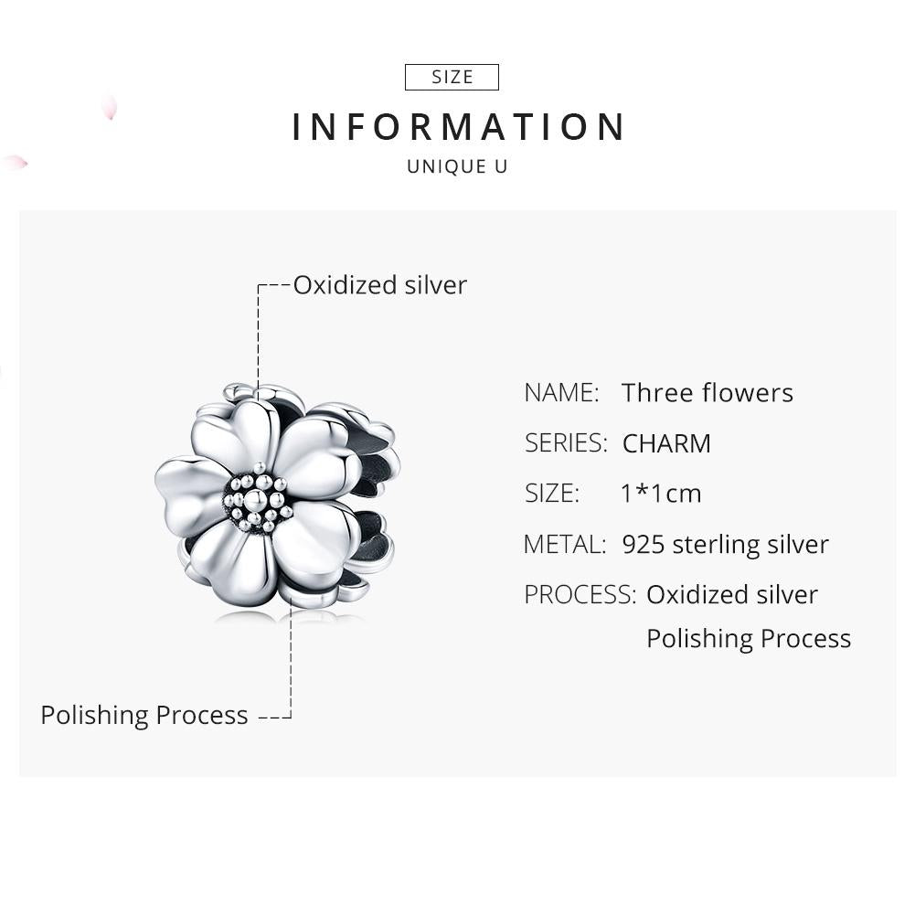 925 Sterling Silver Flower Beaded Bracelet Accessory 6