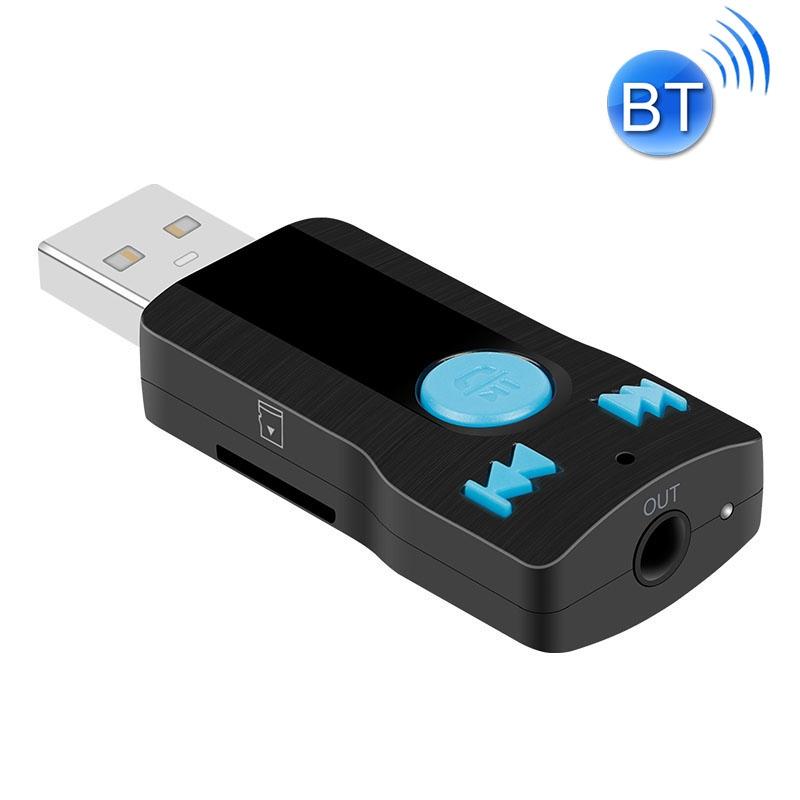 Mini Usb Bluetooth Receiver Mp3 Player With Mic & Audio Cable - Handsfree Aux Output 32Gb Sd / Tf Card Dual Usb Port 3