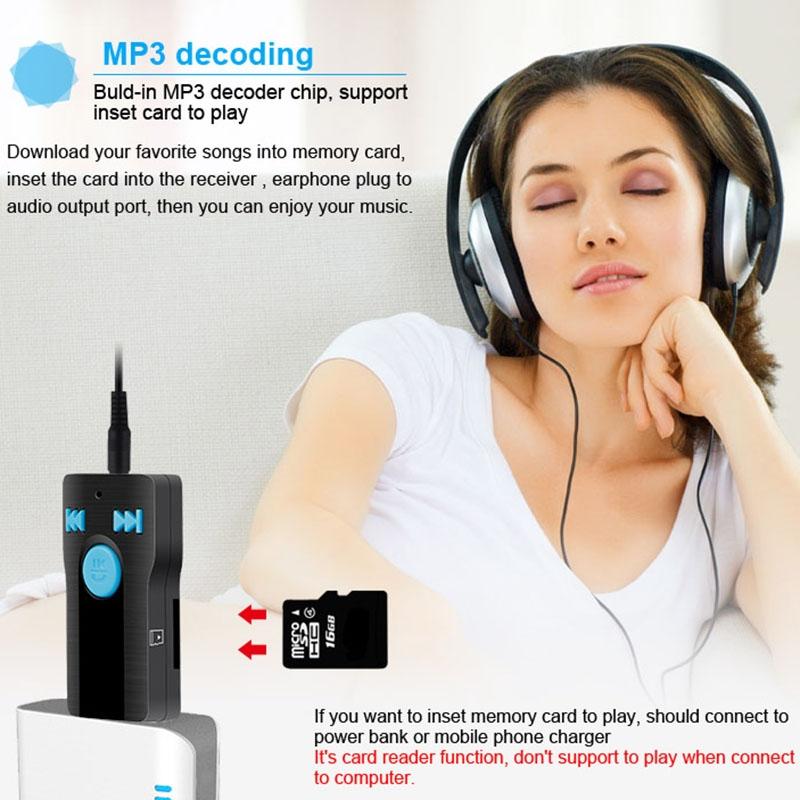Mini Usb Bluetooth Receiver Mp3 Player With Mic & Audio Cable - Handsfree Aux Output 32Gb Sd / Tf Card Dual Usb Port 4