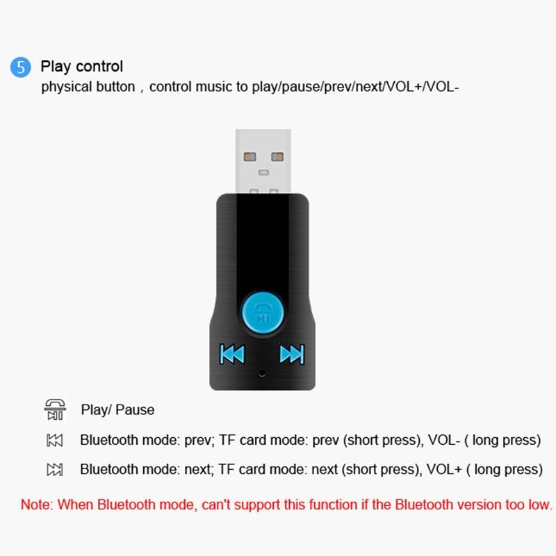 Mini Usb Bluetooth Receiver Mp3 Player With Mic & Audio Cable - Handsfree Aux Output 32Gb Sd / Tf Card Dual Usb Port 11