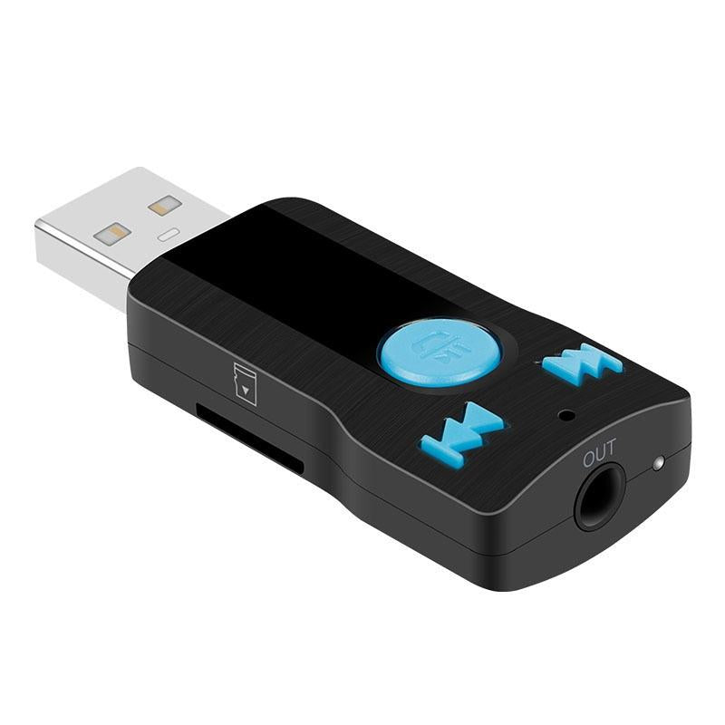 Mini Usb Bluetooth Receiver Mp3 Player With Mic & Audio Cable - Handsfree Aux Output 32Gb Sd / Tf Card Dual Usb Port 12