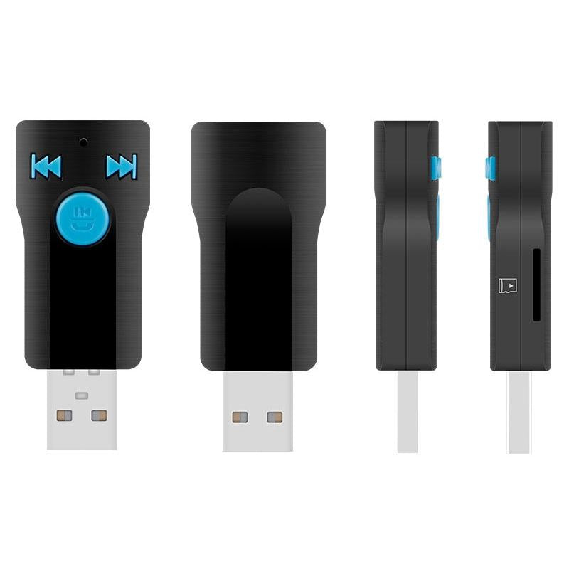 Mini Usb Bluetooth Receiver Mp3 Player With Mic & Audio Cable - Handsfree Aux Output 32Gb Sd / Tf Card Dual Usb Port 13