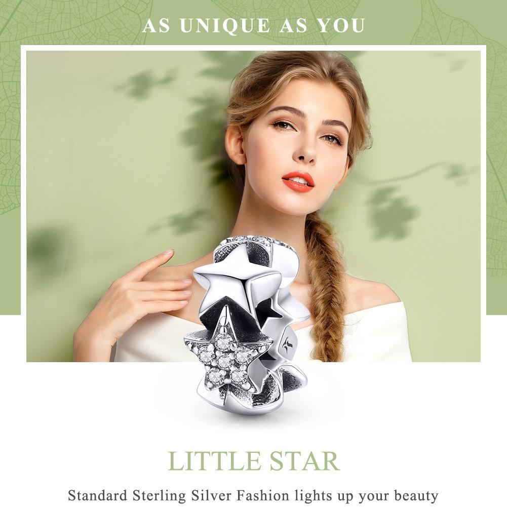 925 Sterling Silver Zircon Inlaid Star Necklace / Bracelet Pendant 4
