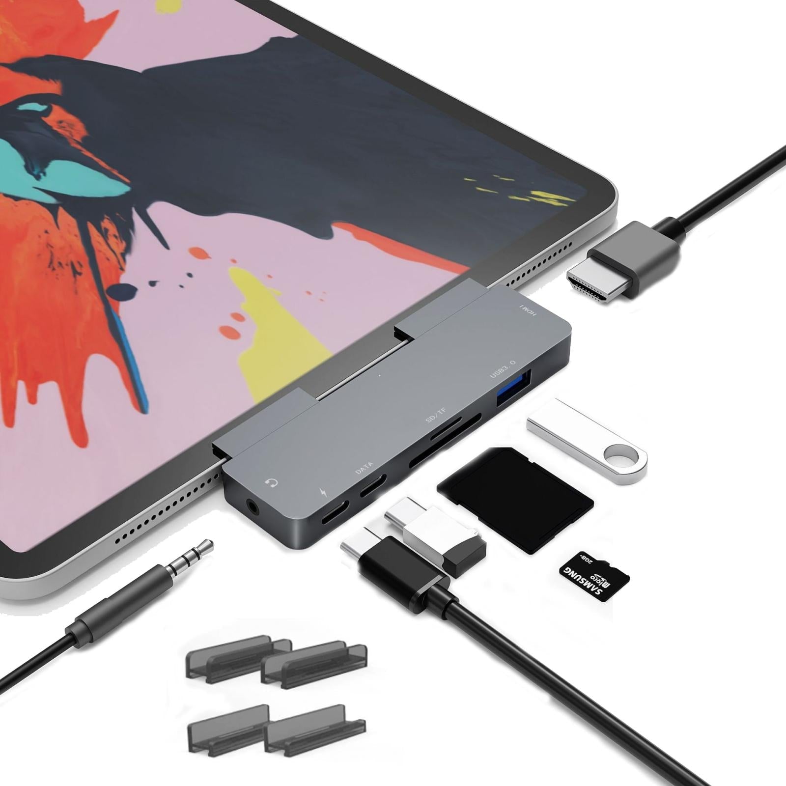 7-In-1 Docking Station For Ipad Pro Hdmi 4K Audio Sd / Tf Usb 3.0 Usb-C Pd